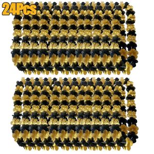 24 Pieces Black Golden Flower Leis Exquisite Artificial Flowers Neck Loop
