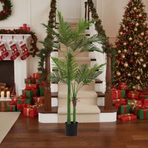 6FT Artificial Tree Natural Green Leaves Indoor Potted Plant Faux Tree For Home Office Festival Decor