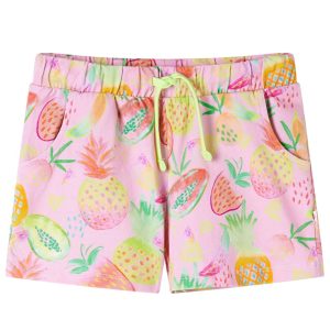 Children's shorts with drawstring, light pink, size 104.