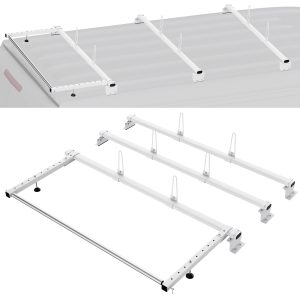 Trailer Ladder Rack, 56-inch  3 Crossbars Ladder Roof Rack, Heavy-duty Steel Van Roof Ladder Rack, 90 Kg Capacity Each Bar Van Ladder Rack With Cargo Roller, Fit For Ford Transit Custom 2013-2024