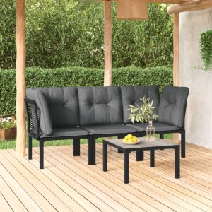 4-piece garden lounge set and poly rattan