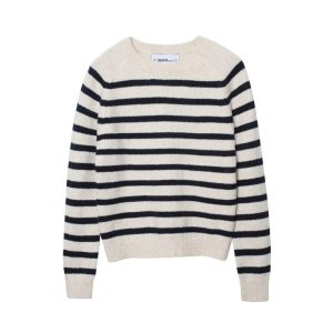 Women's Round-neck Striped Knit Sweater