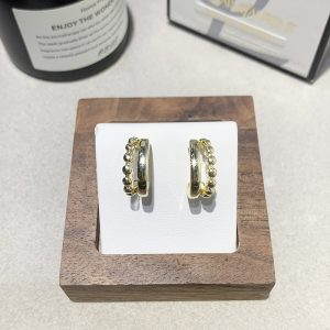 Exquisite C-shaped Double-layer Drop Glazed Pearl Earrings