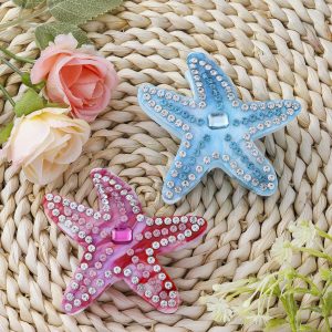 Starfish Diamond Encrusted Blue-pink Hairpin