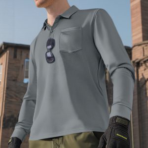 Solid Color Quick-Dry Polo Neck Long Sleeve Men's