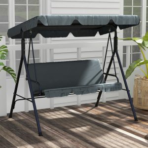 3-Seat Outdoor Patio Swing Chair with Removable Cushion
