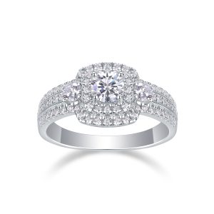 Afternoon Gobi - A Wedding Ring Set With 0.5-carat Top-quality Moissanite S925 Silver And Gold-plated Diamond Can Be Inspected With A Diamond Pen