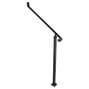 40mm Pipe Wrought Iron Handrail 2 Steps Handrails For Outdoor Steps Handrails Garden Railing Exterior Handrail Stair Railings For Steps With One Bolt Down Post