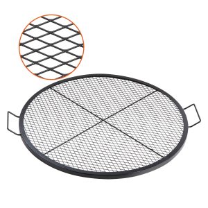 X-Marks Fire Pit Grill Grate, Round Cooking Grate, Heavy Duty Steel Campfire BBQ Grill Grid With Handle And Support X Wire, Portable Camping Cookware For Outside Party & Gathering, 36 Inch Black