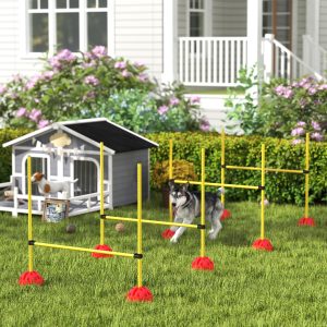 4 Piece Dog Agility Course Backyard Set with 4 Height Adjustable Dog Agility Jumps