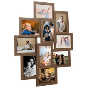 Collage Picture Frame for 10 Photos Light Brown