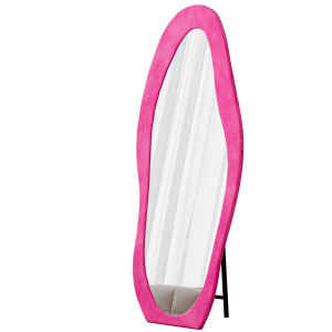 Full Length Mirror, 63 X 24 Floor Mirror  Wall Mirror, Flannel Wrapped Wooden Frame Floor Mirror, Irregular Wavy Mirror Standing Halling Large Wall Mirror For Bedroom,Living Room, Dressing Room