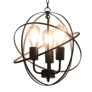 Pendant Lamp Black Sphere 3 x E27 Socket