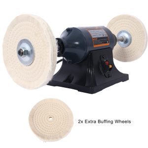 Extra Long 8 Inch Electric Polisher Bench Buffer Grinder 4 Pole Motor  Includes 4PCs 80Ply Thic Buffing Wheels For Polishing Metal, Jewelry, Knives, Wood, Jade Etc CSA Certificated