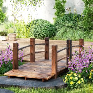 Fir Garden Bridge Arc Walkway with Side Railings for Backyards