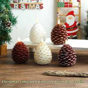 Christmas Simulation Pinecone Paraffin Real Wax Pinecone LED Candle Light