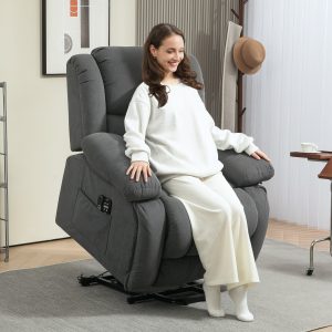 Overstuffed Power Lift Recliner Chair with Vibration Massage and Heat