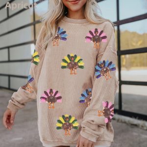 Women's Fashion Print Loose Long Sleeve Sweater