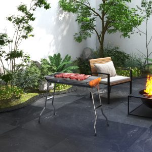 Charcoal Barbecue Grill Stainless Small Portable Folding BBQ Camping Grill for Shish Kabob