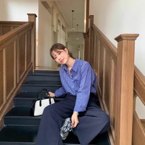 Women's Casual Long-sleeve Plaid Shirt Loose