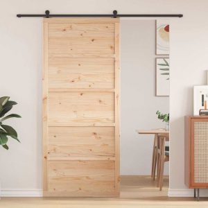 Barn Door Natural 90 x 208 cm Solid Pine Wood