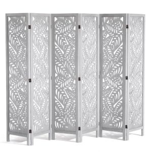 Wood Room Divider, 6 Panel Wood Folding Privacy Screen, 66.9 Inches Tall Indoor Carved Partition Divider, Portable Decoration Screen, For Room Separation, Home, Office, Restaurant & Bedroom