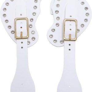 2Pcs Leather Spur Straps Set For Horse, Westerns Men Women Adjustable Spur Straps, Artificial Leather Rhinestone Decorations Spur Holder For Cowboys Equestrian Accessories