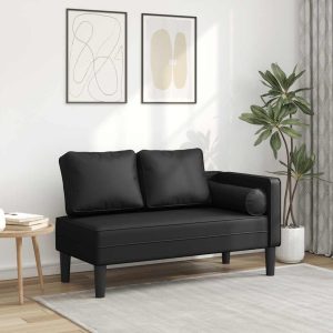 Chaise longue with cushions, faux leather;   Chaise longue with