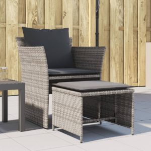 Garden Chair with Footstool Poly Rattan