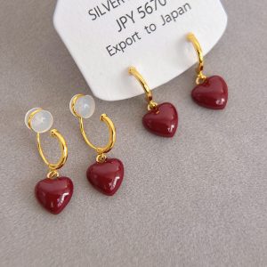 Integrated Silicone Clip Enamel Drop Glaze Elegant Earrings