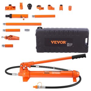 10 Ton Porta Power Kit, Hydraulic Ram With Pump, Car Jack With 4.6 Ft,1.4 M Oil Hose, Bent Frame Repair Tool With Storage Case For Automotive, Garage, Heavy Equipment, Mechanic -22046 LBS