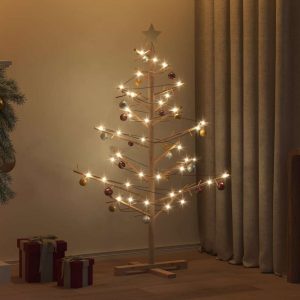 Christmas tree with stand, natural wood, 125 cm