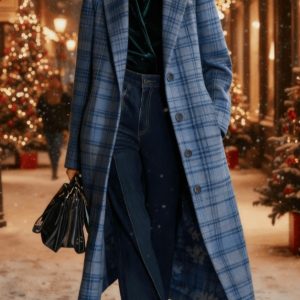 Casual Loose-fitting Retro Plaid Mid-length Coat
