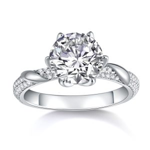 Polar Starlight - A Wedding Ring Set With 3-carat Top-quality Moissanite S925 Silver And Platinum-plated Diamond. The Ring Can Be Inspected With A Diamond Pen