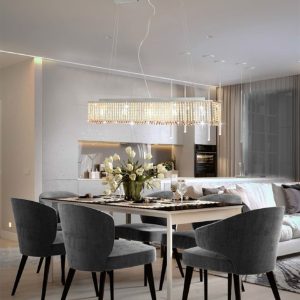 Ceiling Light with Crystal Beads Silver 104 cm E14