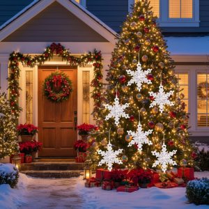 6PCS Set Iron Snowflake Christmas Tree Hanging Ornaments 6.3x1.8x6.7in Iron Hanger Decor For Xmas Party Holiday