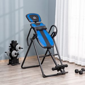 HOMCOM Foldable Gravity Inversion Table, Back Therapy Fitness Bench, With Soft Ankle Cushions, For Home