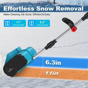 1Pc 800W 21V 11In Cordless Snow Shovel Foldable Battery Powered Snow Thrower With Rechargeable Battery Gloves Goggles For Patio Driveway