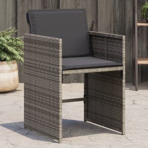 Garden Chairs with Cushions, 4 Pieces, Grey Poly Rattan