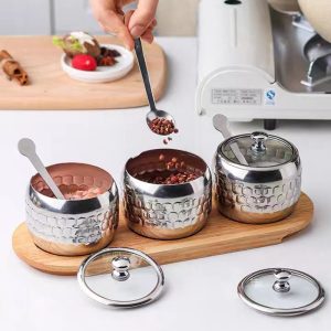 Seasoning Jar Household Salt Jar Kitchen With Spoon Condiment Box