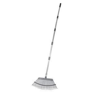 Leaf Rake Steel Garden Rake 25-Tine 36.4-72.8 Inch Adjustable Long Handle