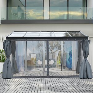 10' x 13' Outdoor Patio Gazebo with Sloping Polycarbonate Roof