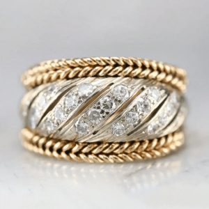 Fashion Two-tone Electroplated Line Ring