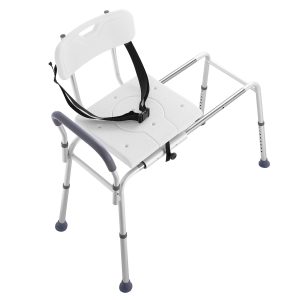 Sliding Tub Transfer Bench, Height Adjustable Bathtub Transfer Bench With Cut-Out Seat, Reversible Backrest & Safety Belt, Non-Slip Shower Chair For Elderly Disabled Handicap, 400LBS Capacity