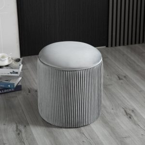 15'' Small Padded Ottoman Foot Stool with Wrinkle Design