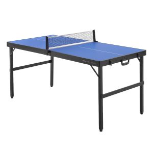 Ping Pong Table, Mid-Size Table Tennis Game, Indoor MDF Table Tennis Table, Foldable Portable Complete Ping Pong Table Set With Net, 2 Paddles, 3 Balls, Carry Bag, Handle (No Assembly Required)