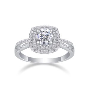 Sweet Holiday - A Wedding Ring Set With 1-carat Top-quality Moissanite S925 Silver And Platinum-plated Diamond. The Ring Can Be Inspected With A Diamond Pen