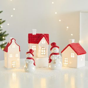 Ceramic Christmas House Snowman Decoration Creative Luminous Scene Arrangement Atmosphere