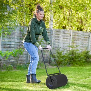 Outsunny 20-Inch Push/Tow Behind Lawn Roller Filled with 16 Gal Water or Sand