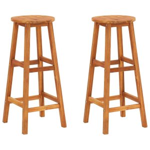 Bar stools, 2 pieces, solid acacia wood